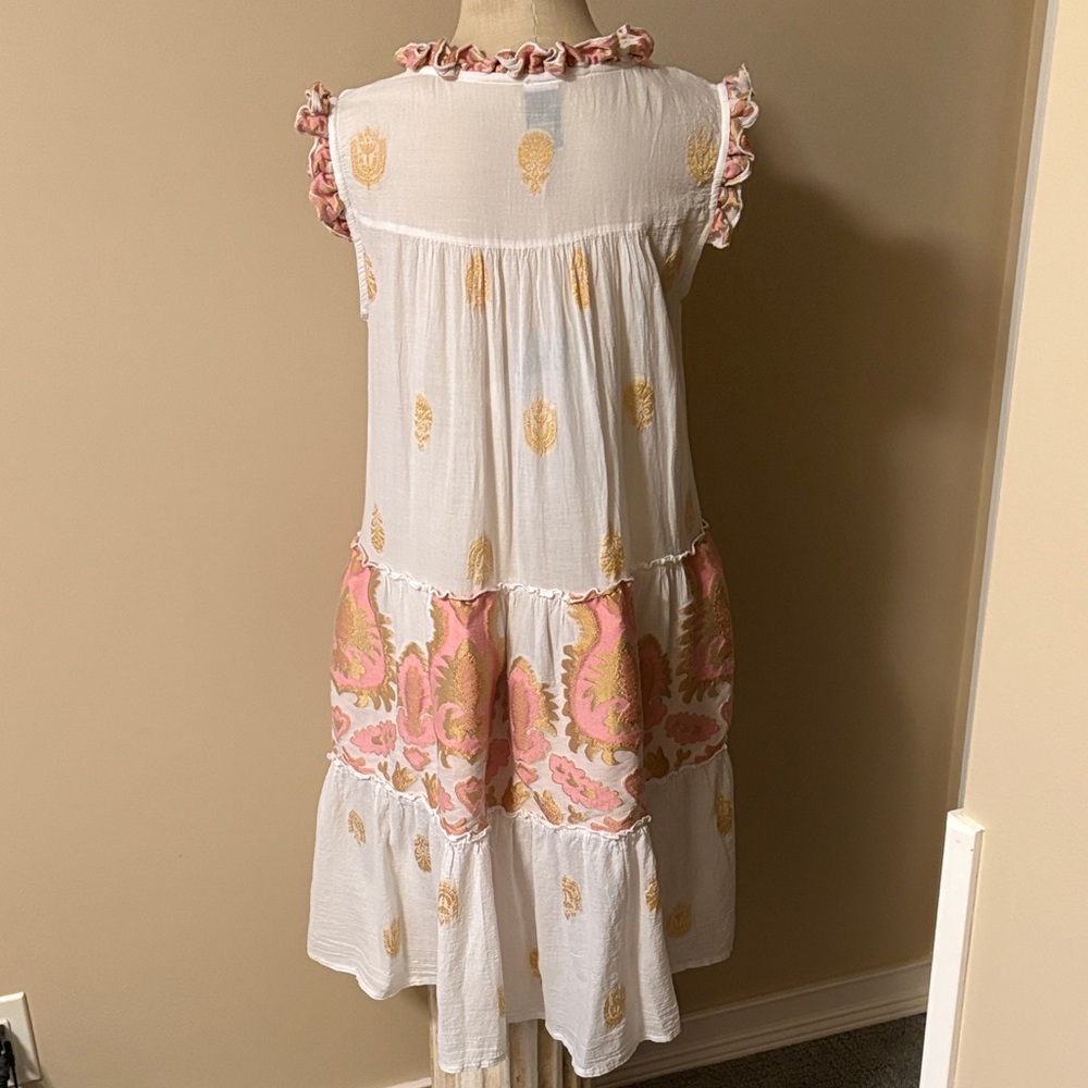 Pink and White Ruffled Mini Dress - Picture 2 of 5